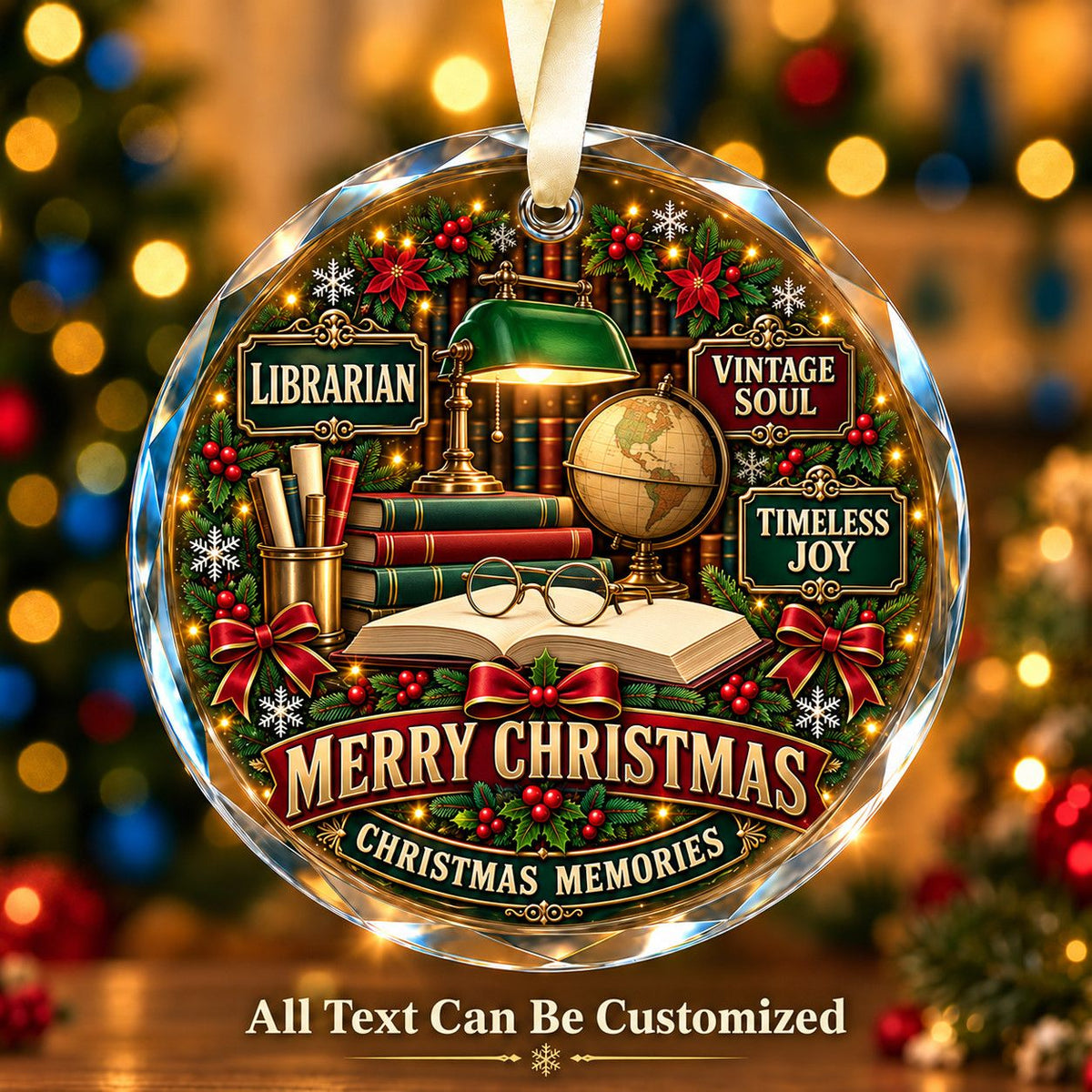 Librarian Personalized Glass Ornament | 5To9Vibe