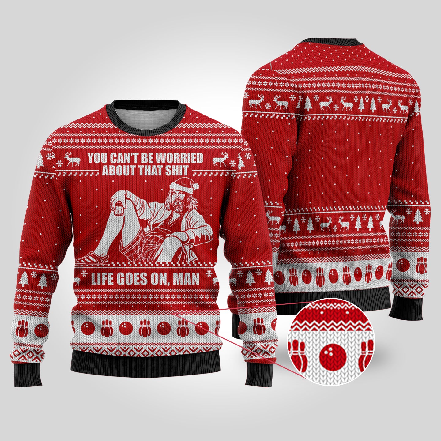 Life Go On Man Funny Sweaters Cardinal Red - Funny Ugly Christmas Sweater