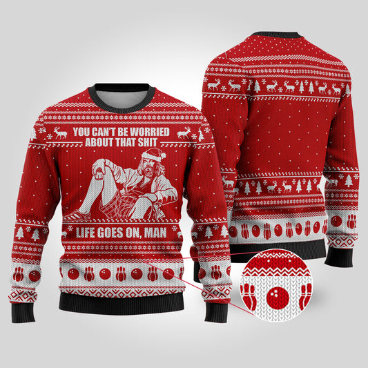 Life Go On Man Funny Sweaters Cardinal Red - Funny Ugly Christmas Sweater