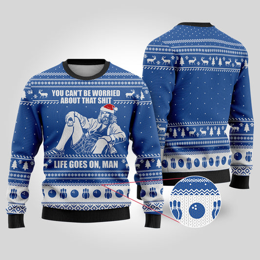 Life Go On Man Funny Sweaters Royal - Funny Ugly Christmas Sweater