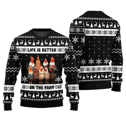 Life is Better on the Farm Chicken Christmas Sweater
