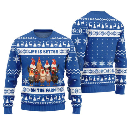 Life is Better on the Farm Chicken Christmas Sweater