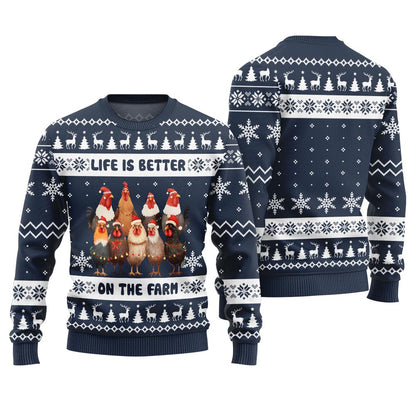 Life is Better on the Farm Chicken Christmas Sweater