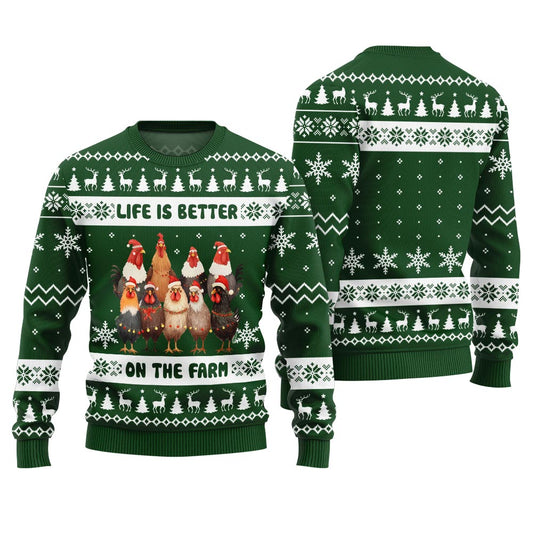 Life is Better on the Farm Chicken Christmas Sweater