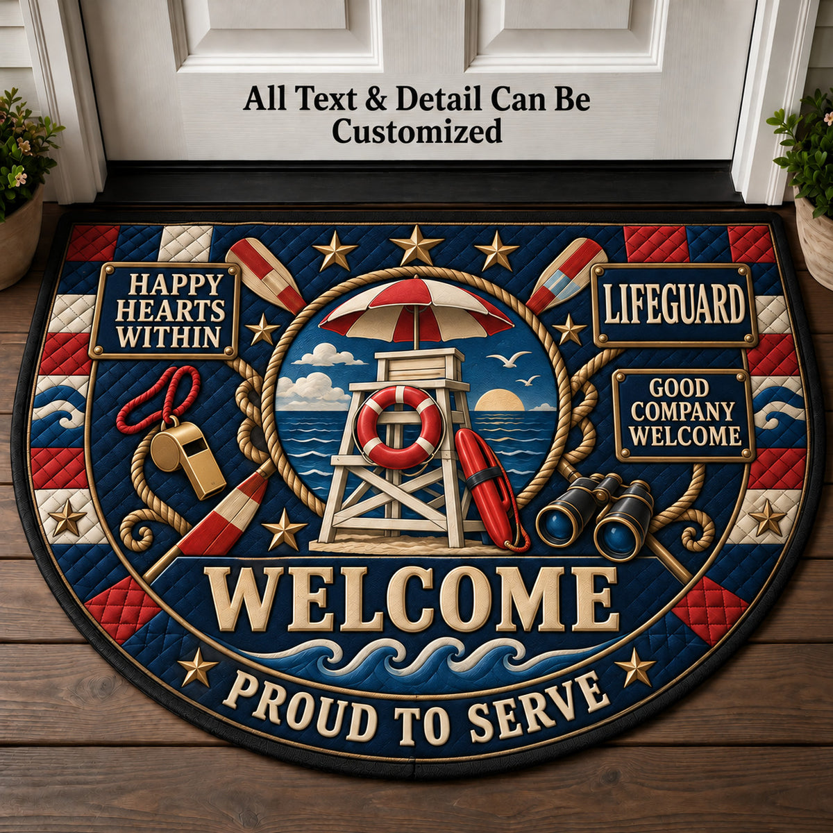 Lifeguard Personalized Half Round Mat | 5To9Vibe