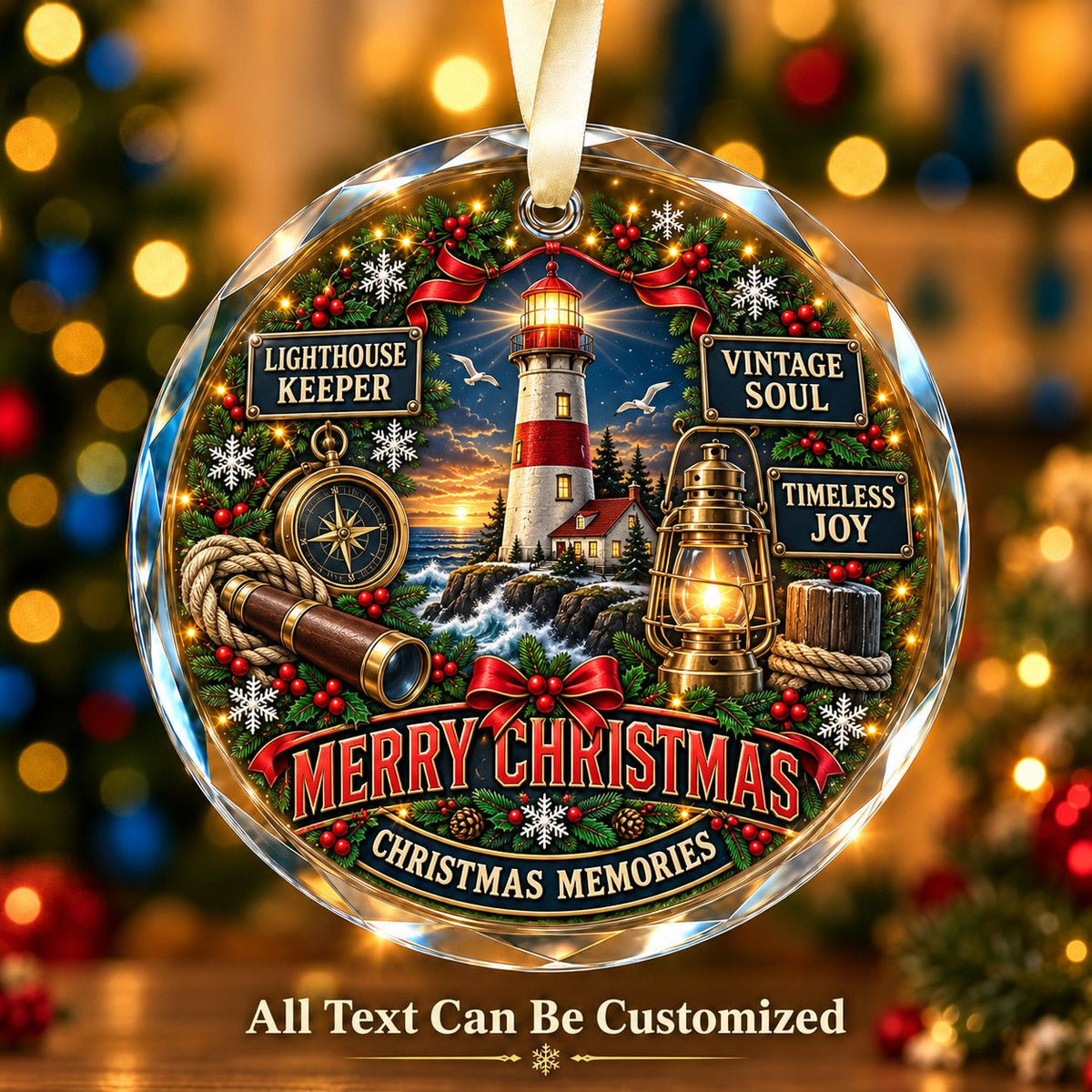 Lighthouse Keeper Personalized Glass Ornament | 5To9Vibe