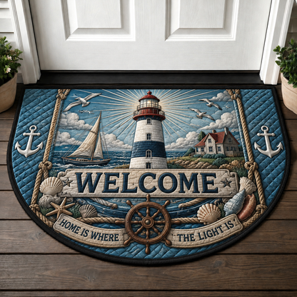 Wipe Your Flippers Whale Welcome Mat - Coastal Lighthouse & Ocean Doormat - 5to9vibe