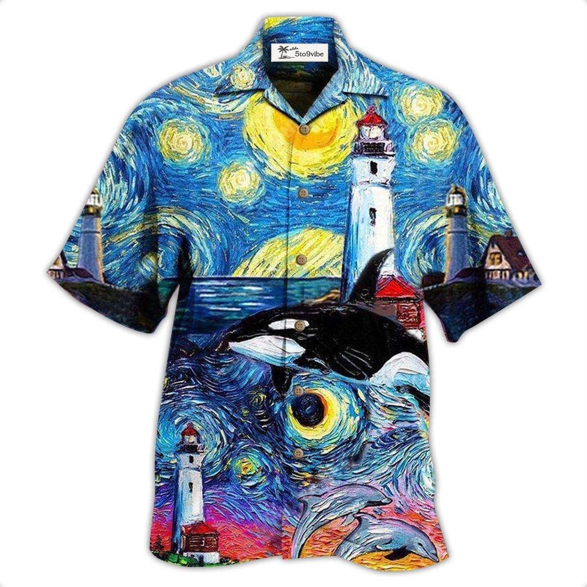 Hawaiian Shirt / Adults / S Lighthouse Finding Light In A Starry Night - Hawaiian Shirt 