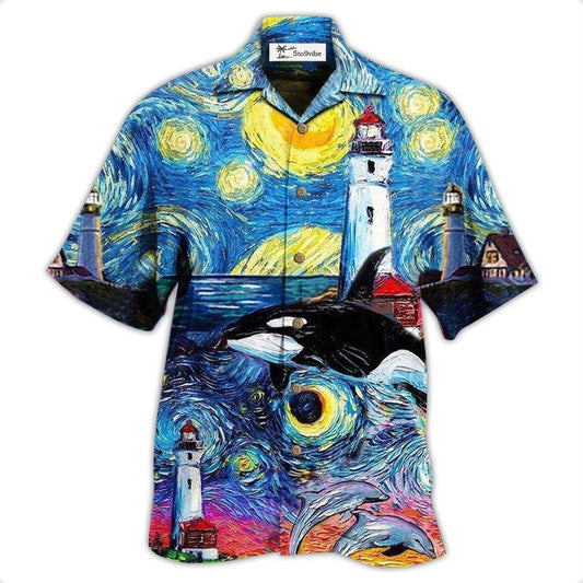 Hawaiian Shirt / Adults / S Lighthouse Finding Light In A Starry Night - Hawaiian Shirt 