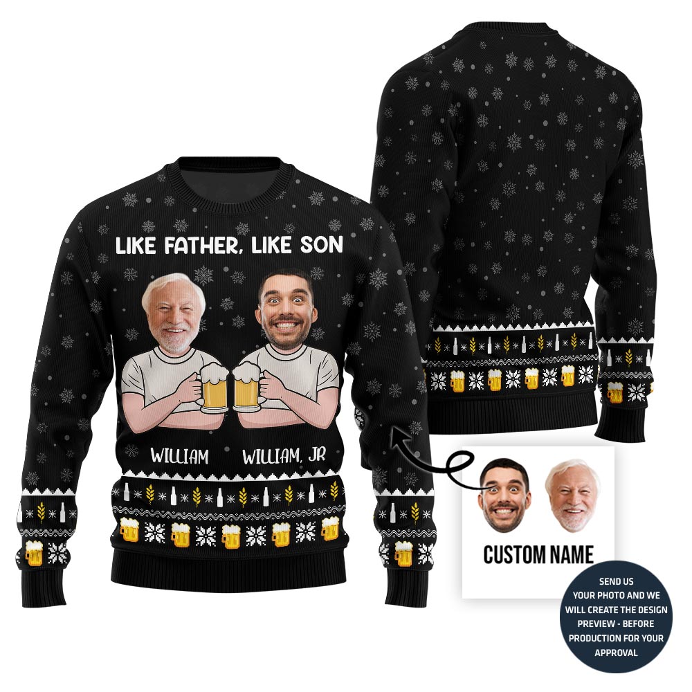 Like Father Like Son Funny Custom Ugly Sweater