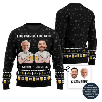 Like Father Like Son Funny Custom Ugly Sweater