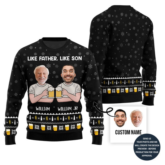 Like Father Like Son Funny Custom Ugly Sweater