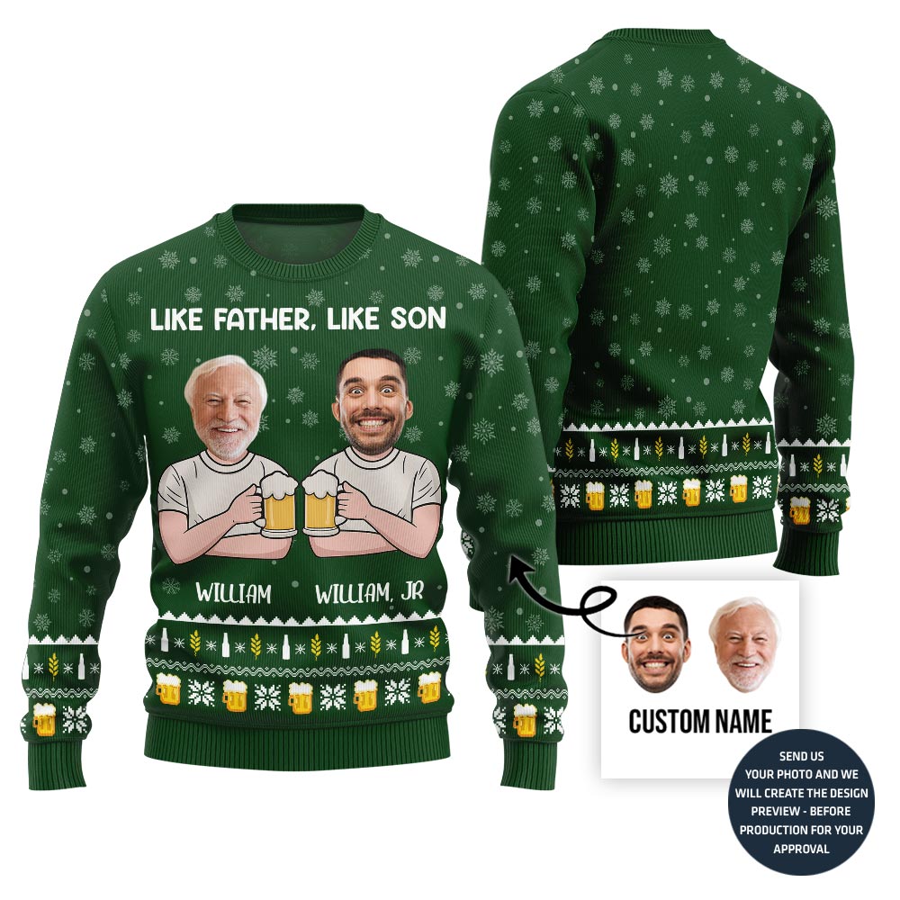 Like Father Like Son Funny Custom Ugly Sweater