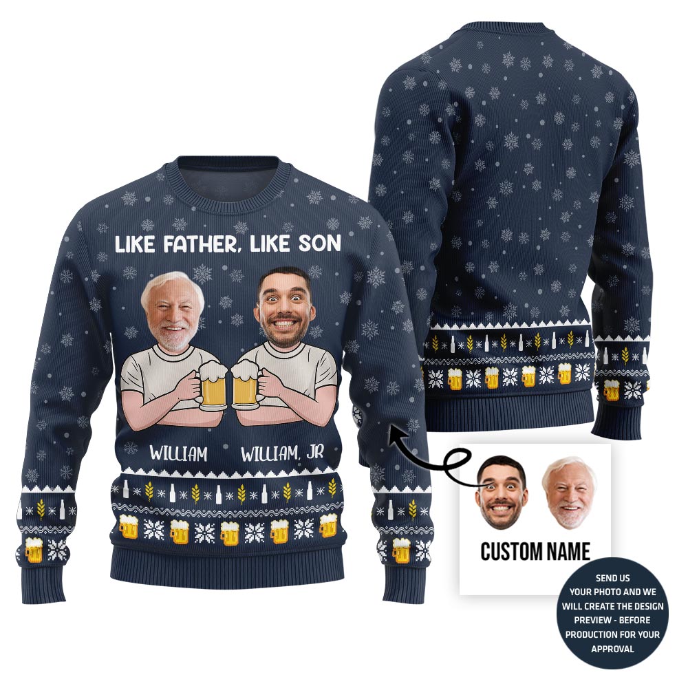 Like Father Like Son Funny Custom Ugly Sweater