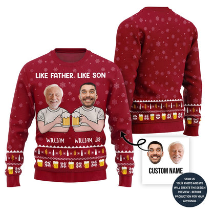 Like Father Like Son Funny Custom Ugly Sweater