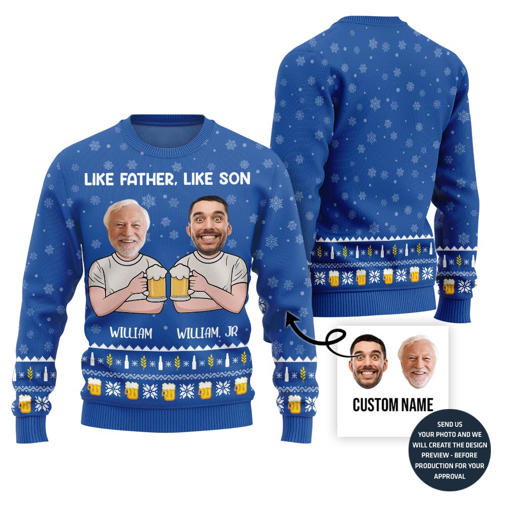 Like Father Like Son Funny Custom Ugly Sweater