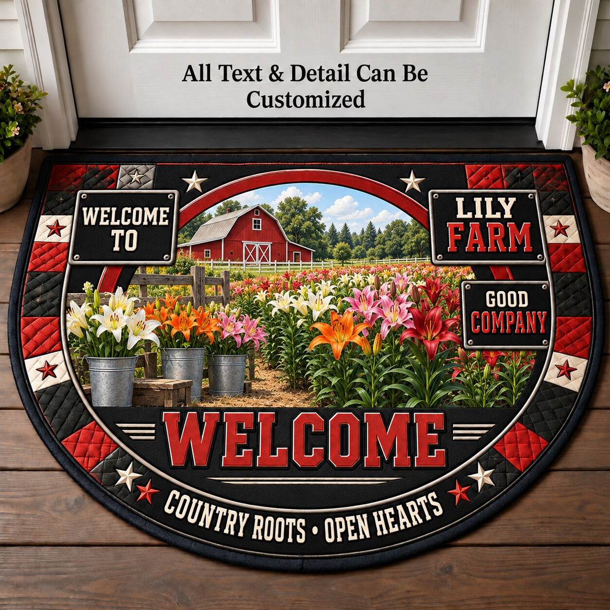 Lily Farm Personalized Half Round Mat | 5To9Vibe