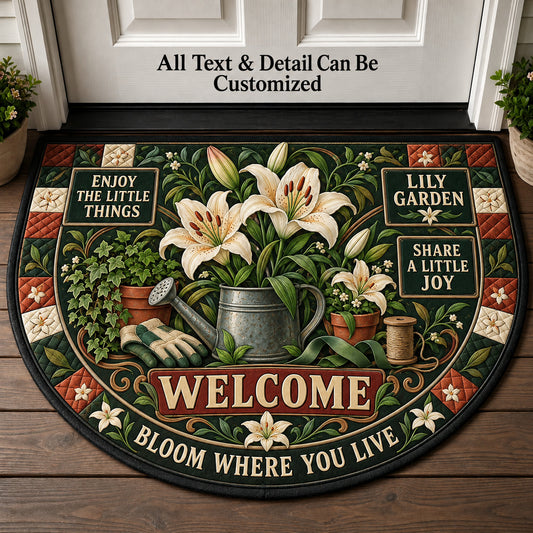 Lily Garden Personalized Half Round Mat | 5To9Vibe