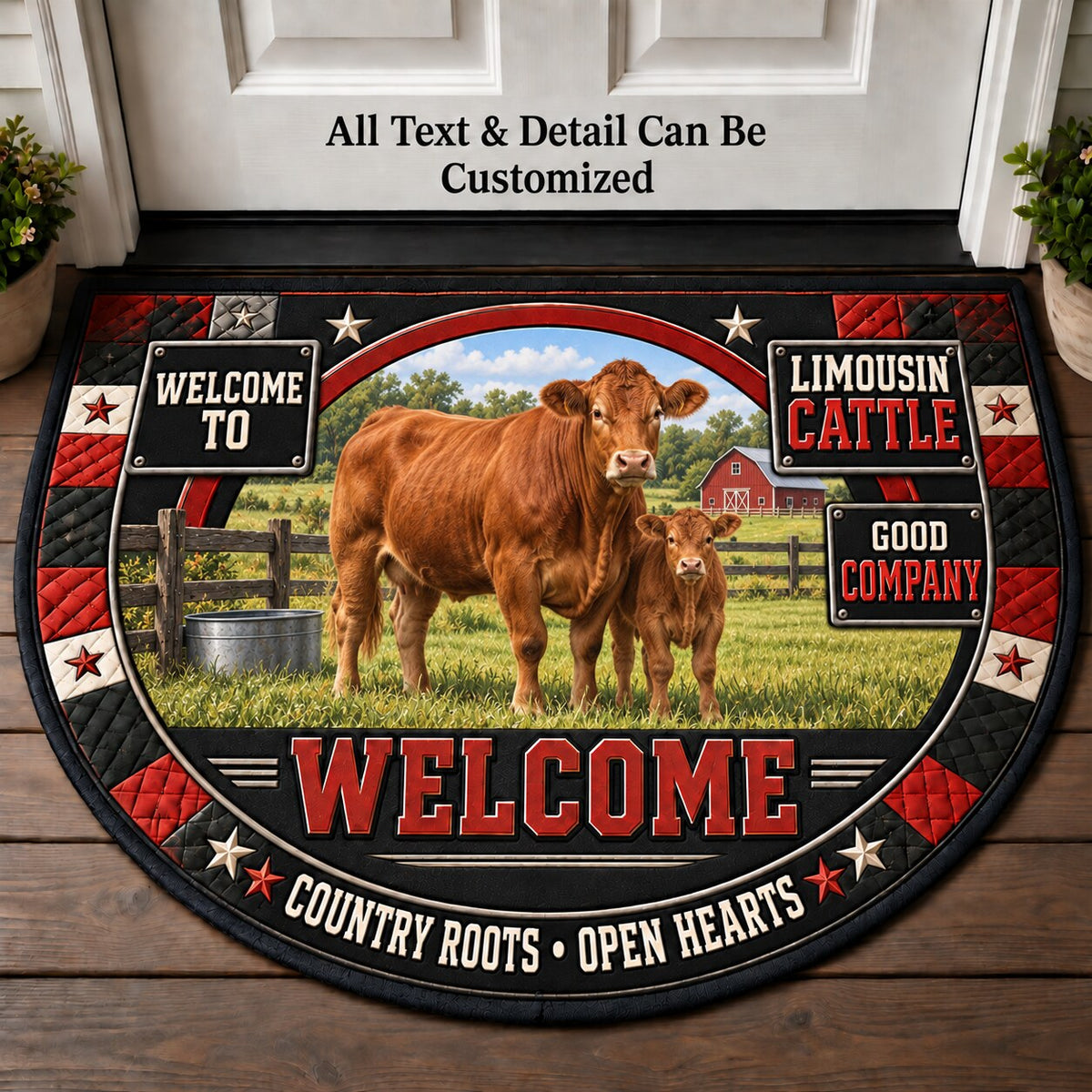 Limousin Cattle Personalized Half Round Mat | 5To9Vibe