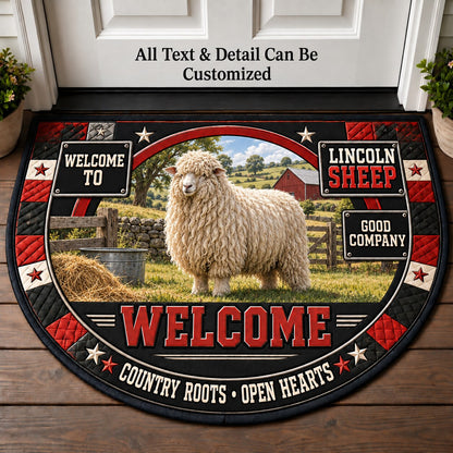 Lincoln Sheep Personalized Half Round Mat | 5To9Vibe