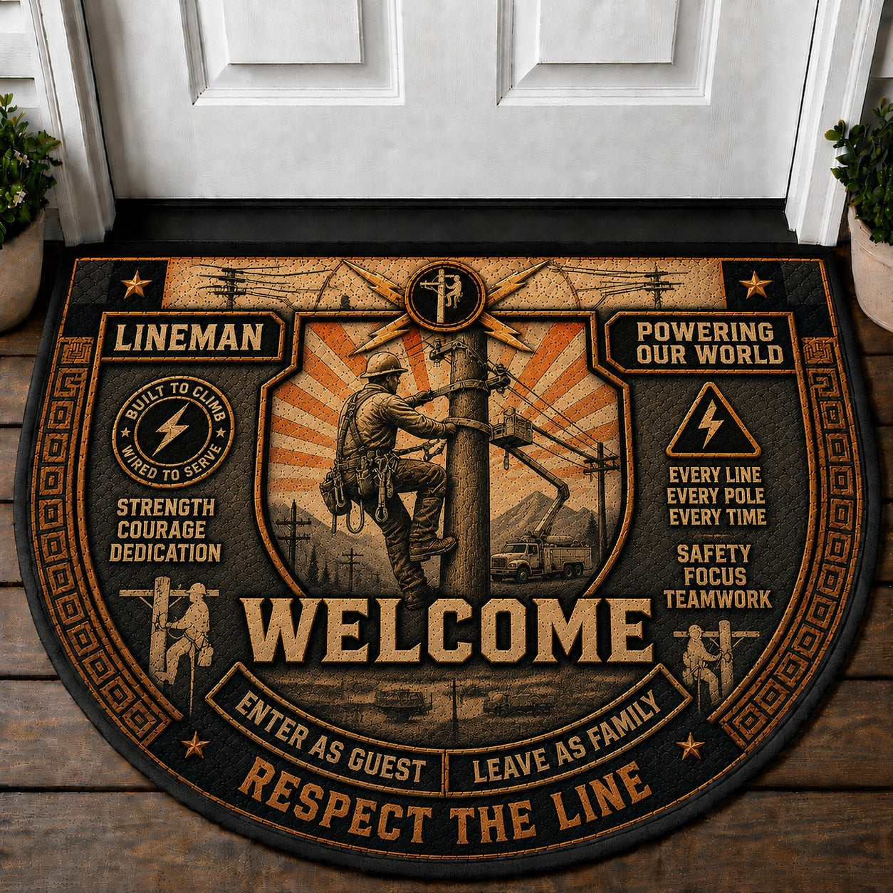 US Military Pride Quilted Print Premium Welcome Mat – Personalized Doormat