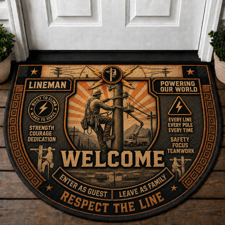 Lineman US Military Pride Quilted Print Premium Welcome Mat – Personalized Doormat