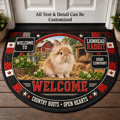 Lionhead Rabbit Personalized Half Round Mat | 5To9Vibe