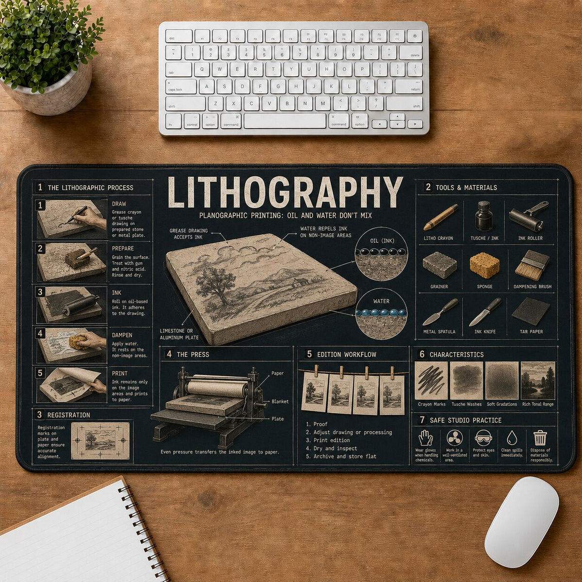 Lithography Creative Reference Guide Desk Mat | 5To9Vibe