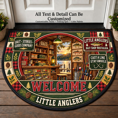Bait Shop Nostalgia - Little Anglers Personalized Half Round Mat | 5To9Vibe