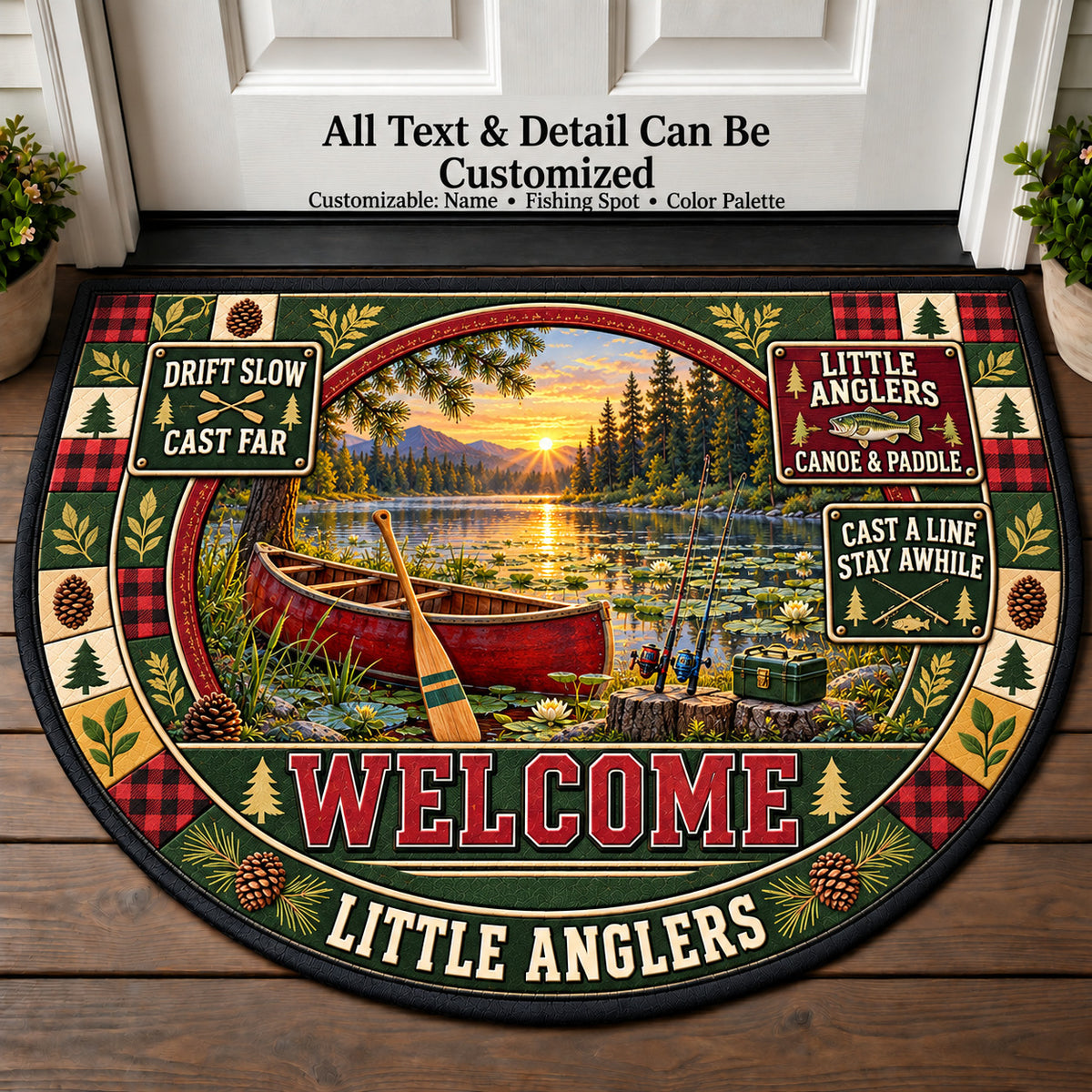Canoe Paddle - Little Anglers Personalized Half Round Mat | 5To9Vibe