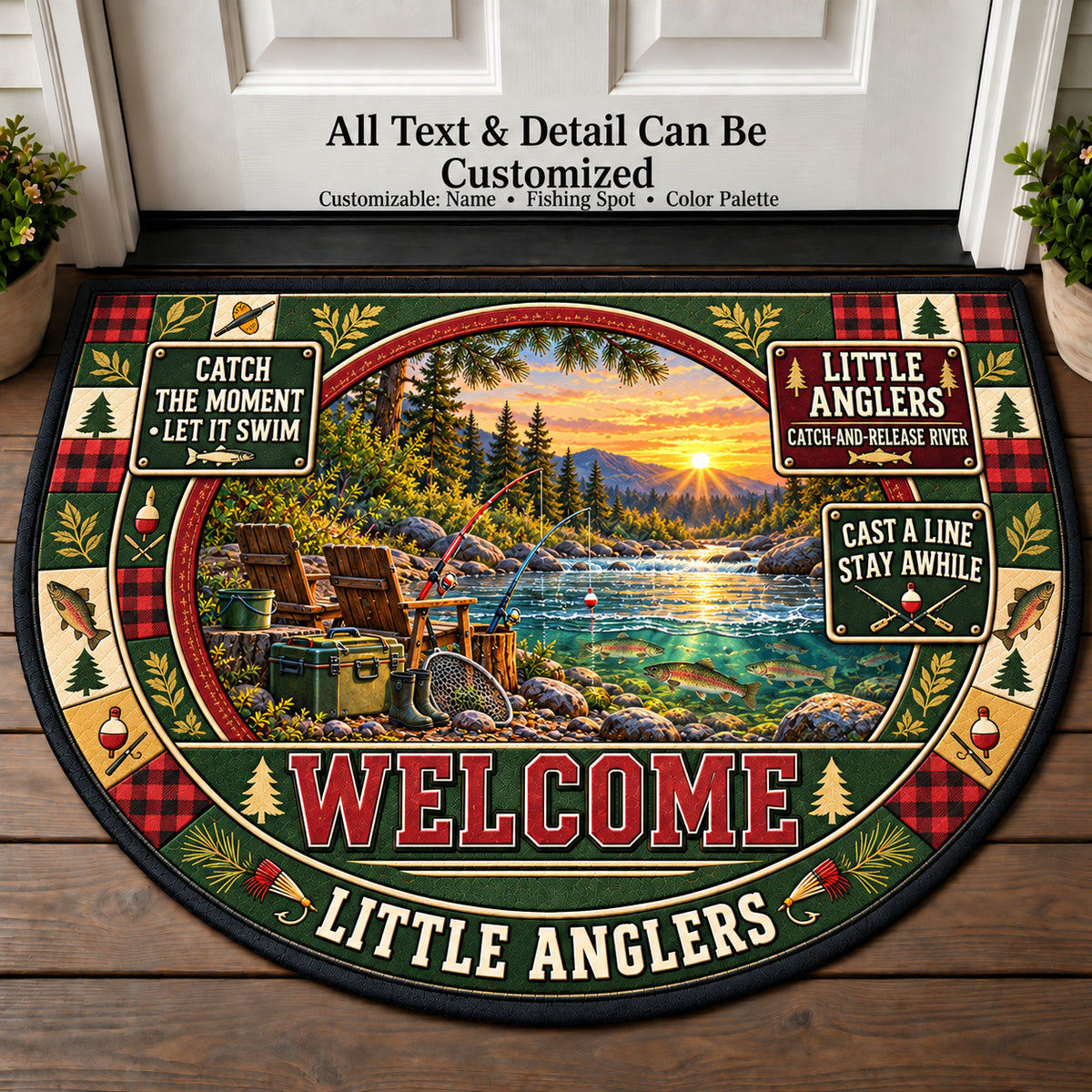 Catch and Release River - Little Anglers Personalized Half Round Mat | 5To9Vibe