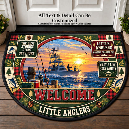 Coastal Charter Day - Little Anglers Personalized Half Round Mat | 5To9Vibe