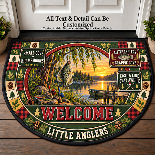 Crappie Cove - Little Anglers Personalized Half Round Mat | 5To9Vibe