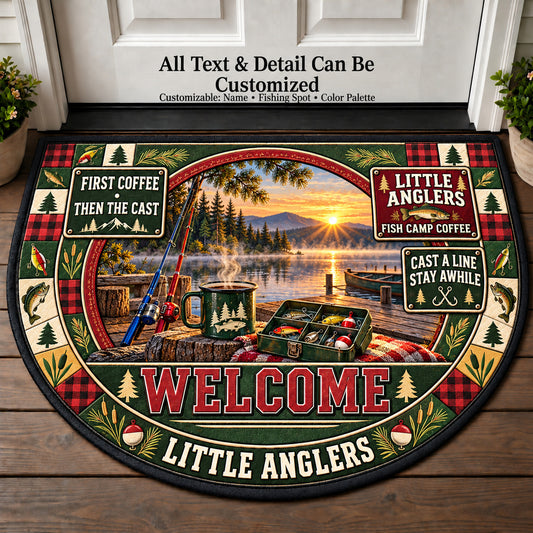 Fish Camp Coffee - Little Anglers Personalized Half Round Mat | 5To9Vibe