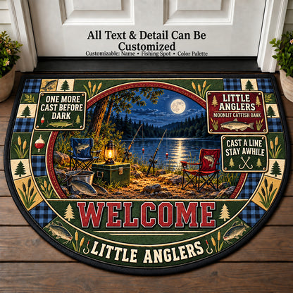 Moonlit Catfish Bank - Little Anglers Personalized Half Round Mat | 5To9Vibe