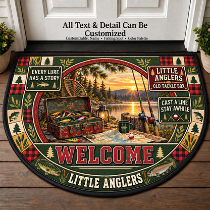 Old Tackle Box - Little Anglers Personalized Half Round Mat | 5To9Vibe