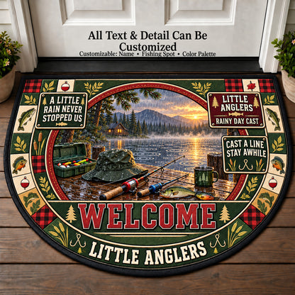 Rainy Day Cast - Little Anglers Personalized Half Round Mat | 5To9Vibe