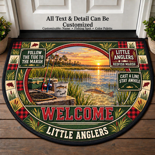 Redfish Marsh - Little Anglers Personalized Half Round Mat | 5To9Vibe