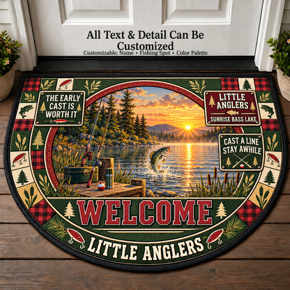 Sunrise Bass Lake - Little Anglers Personalized Half Round Mat | 5To9Vibe