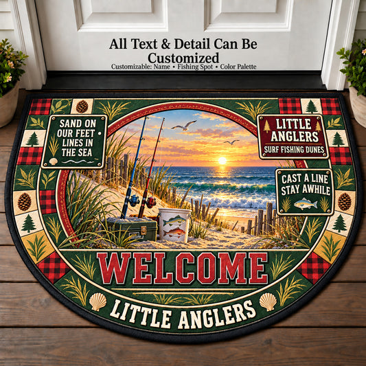 Surf Fishing Dunes - Little Anglers Personalized Half Round Mat | 5To9Vibe