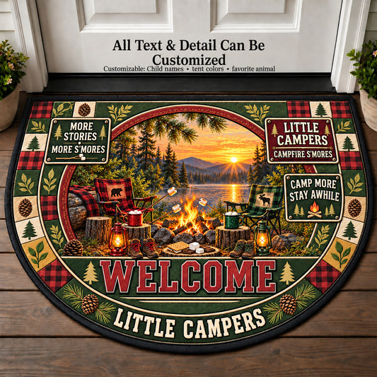 Campfire Smores - Little Campers Personalized Half Round Mat | 5To9Vibe