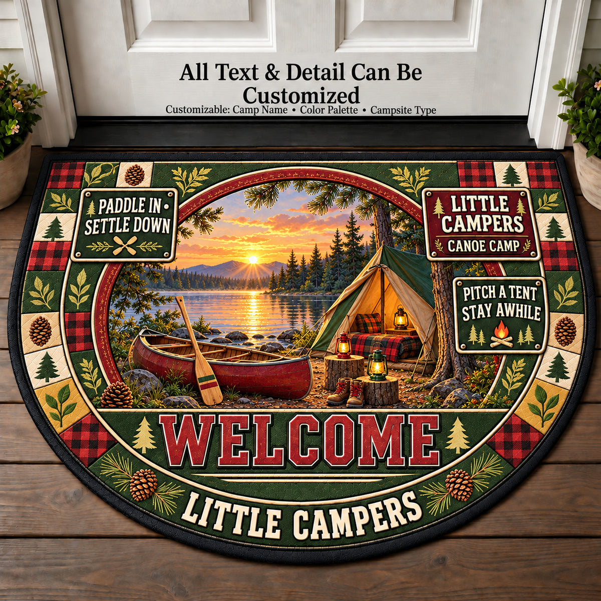 Canoe Camp - Little Campers Personalized Half Round Mat | 5To9Vibe