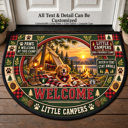 Dog Friendly Camp - Little Campers Personalized Half Round Mat | 5To9Vibe