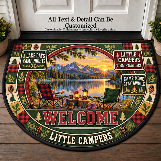 Mountain Lake - Little Campers Personalized Half Round Mat | 5To9Vibe