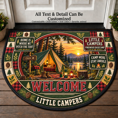 Pinewood Basecamp - Little Campers Personalized Half Round Mat | 5To9Vibe