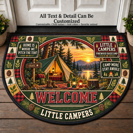 Pinewood Basecamp - Little Campers Personalized Half Round Mat | 5To9Vibe