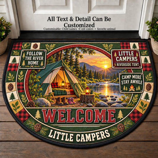 Riverside Tent - Little Campers Personalized Half Round Mat | 5To9Vibe