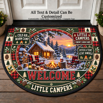 Snowy Cabin Camp - Little Campers Personalized Half Round Mat | 5To9Vibe