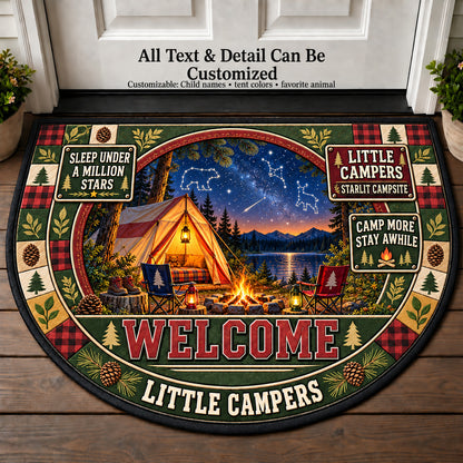 Starlit Campsite - Little Campers Personalized Half Round Mat | 5To9Vibe