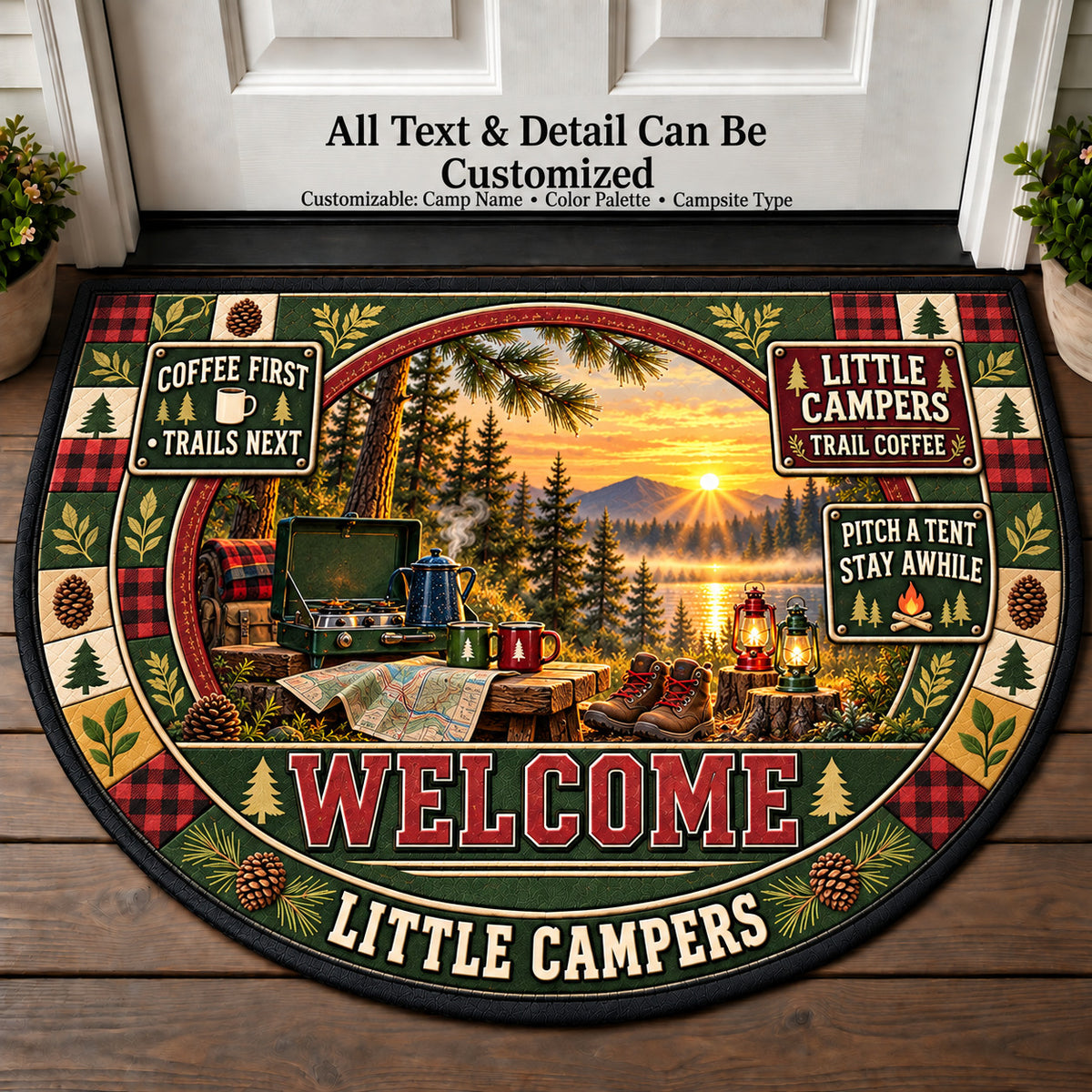 Trail Coffee - Little Campers Personalized Half Round Mat | 5To9Vibe